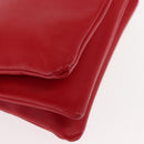 CELINE Trio large Shoulder Bag Leather Red Gold Auth hk3112-9