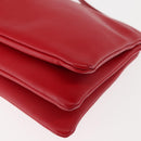 CELINE Trio large Shoulder Bag Leather Red Gold Auth hk3112-14