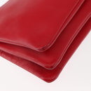 CELINE Trio large Shoulder Bag Leather Red Gold Auth hk3112-15