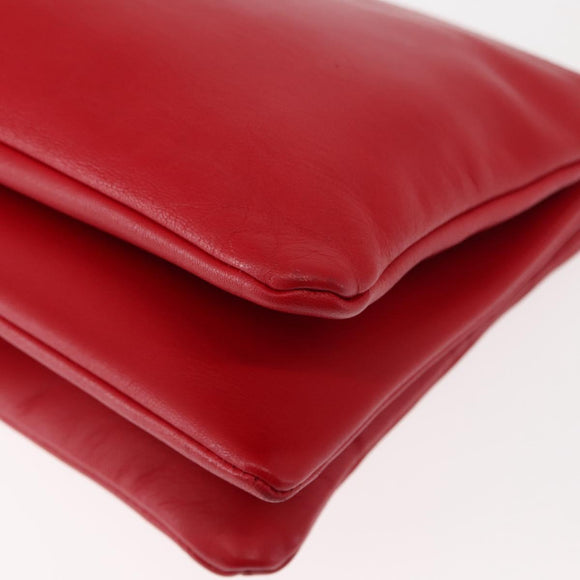 CELINE Trio large Shoulder Bag Leather Red Gold Auth hk3112