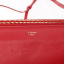 CELINE Trio large Shoulder Bag Leather Red Gold Auth hk3112-17
