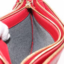 CELINE Trio large Shoulder Bag Leather Red Gold Auth hk3112-23