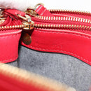 CELINE Trio large Shoulder Bag Leather Red Gold Auth hk3112-12