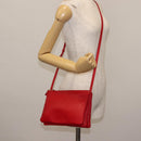 CELINE Trio large Shoulder Bag Leather Red Gold Auth hk3112-25