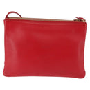 CELINE Trio large Shoulder Bag Leather Red Gold Auth hk3112-2
