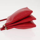 CELINE Trio large Shoulder Bag Leather Red Gold Auth hk3112-4