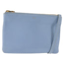 CELINE Trios Mall Shoulder Bag Leather Blue Gold Auth hk3113-1