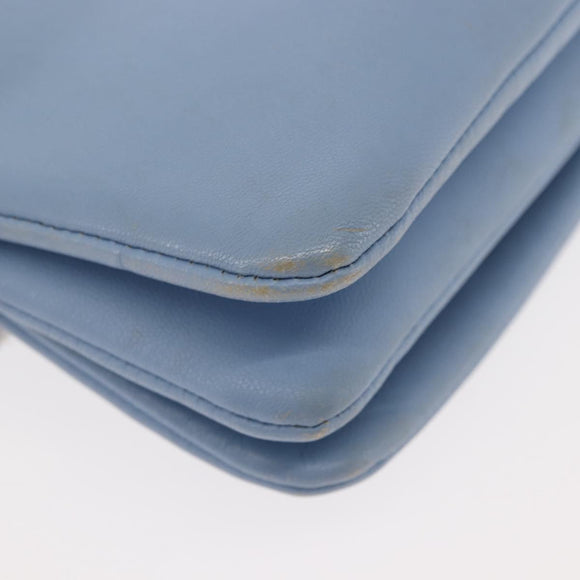 CELINE Trios Mall Shoulder Bag Leather Blue Gold Auth hk3113