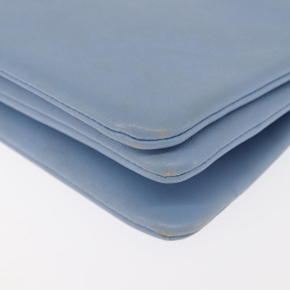 CELINE Trios Mall Shoulder Bag Leather Blue Gold Auth hk3113