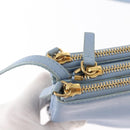 CELINE Trios Mall Shoulder Bag Leather Blue Gold Auth hk3113-10