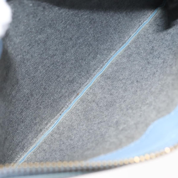 CELINE Trios Mall Shoulder Bag Leather Blue Gold Auth hk3113