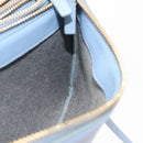 CELINE Trios Mall Shoulder Bag Leather Blue Gold Auth hk3113-19