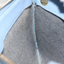 CELINE Trios Mall Shoulder Bag Leather Blue Gold Auth hk3113-20