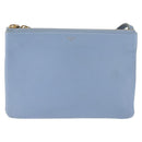 CELINE Trios Mall Shoulder Bag Leather Blue Gold Auth hk3113-13