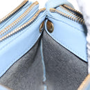 CELINE Trios Mall Shoulder Bag Leather Blue Gold Auth hk3113-23