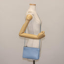 CELINE Trios Mall Shoulder Bag Leather Blue Gold Auth hk3113-27