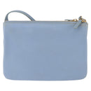 CELINE Trios Mall Shoulder Bag Leather Blue Gold Auth hk3113-2