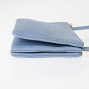 CELINE Trios Mall Shoulder Bag Leather Blue Gold Auth hk3113-3