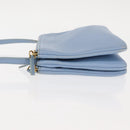 CELINE Trios Mall Shoulder Bag Leather Blue Gold Auth hk3113-4
