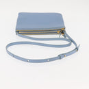 CELINE Trios Mall Shoulder Bag Leather Blue Gold Auth hk3113-7