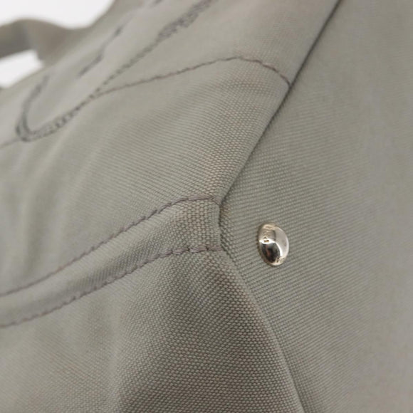 PRADA Canapa MM Hand Bag Canvas Gray Silver Auth hk3116