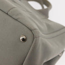 PRADA Canapa MM Hand Bag Canvas Gray Silver Auth hk3116-14