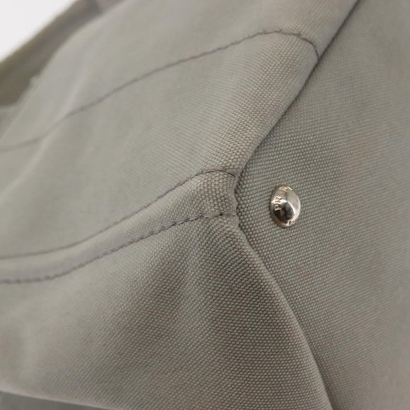 PRADA Canapa MM Hand Bag Canvas Gray Silver Auth hk3116