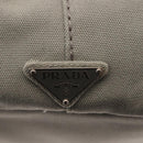 PRADA Canapa MM Hand Bag Canvas Gray Silver Auth hk3116-10