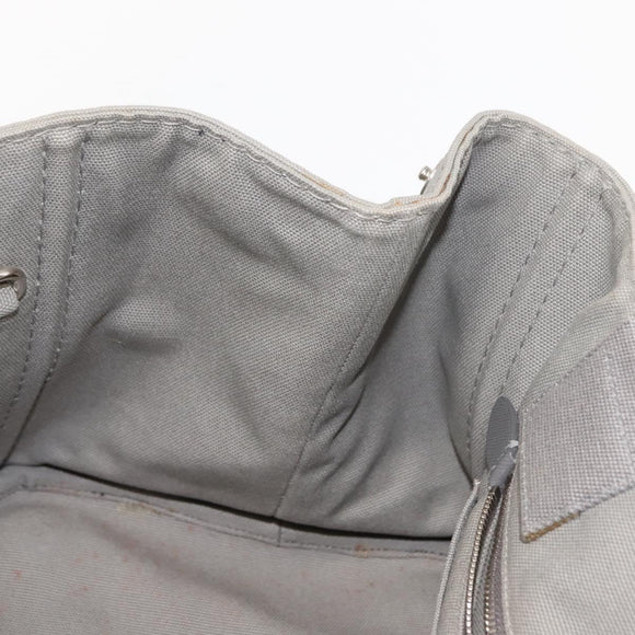 PRADA Canapa MM Hand Bag Canvas Gray Silver Auth hk3116