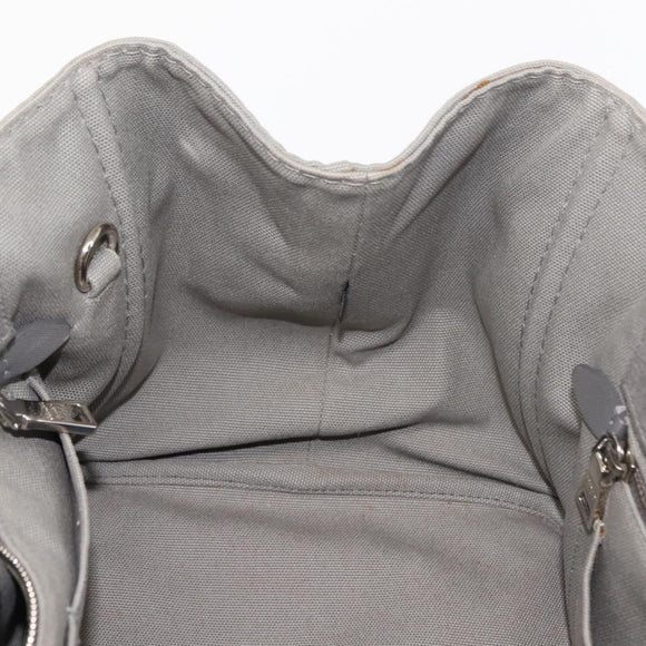 PRADA Canapa MM Hand Bag Canvas Gray Silver Auth hk3116