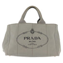 PRADA Canapa MM Hand Bag Canvas Gray Silver Auth hk3116-13