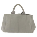 PRADA Canapa MM Hand Bag Canvas Gray Silver Auth hk3116-2
