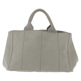 PRADA Canapa MM Hand Bag Canvas Gray Silver Auth hk3116 - 0