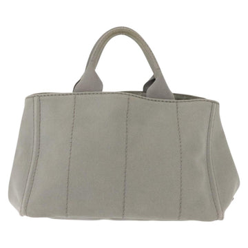 PRADA Canapa MM Hand Bag Canvas Gray Silver Auth hk3116 - 0