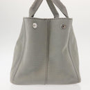 PRADA Canapa MM Hand Bag Canvas Gray Silver Auth hk3116-3