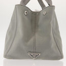 PRADA Canapa MM Hand Bag Canvas Gray Silver Auth hk3116-4