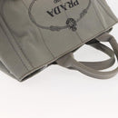 PRADA Canapa MM Hand Bag Canvas Gray Silver Auth hk3116-6