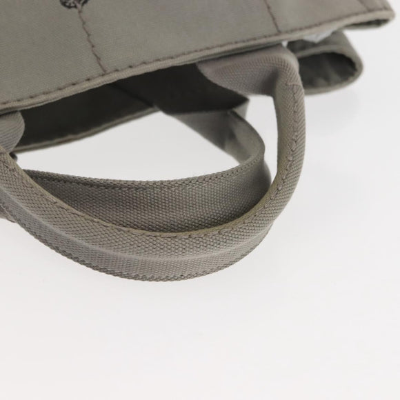 PRADA Canapa MM Hand Bag Canvas Gray Silver Auth hk3116