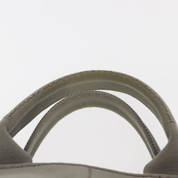 PRADA Canapa MM Hand Bag Canvas Gray Silver Auth hk3116