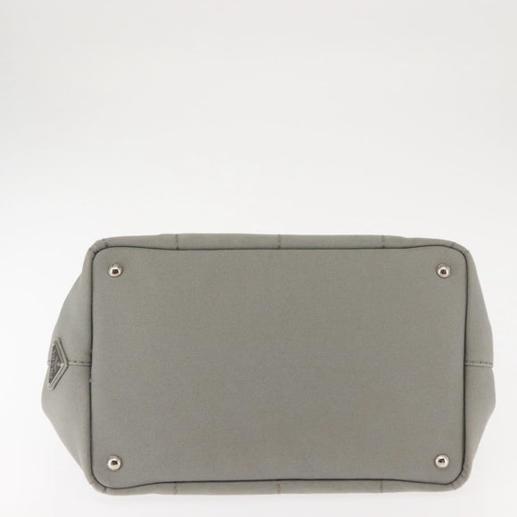 PRADA Canapa MM Hand Bag Canvas Gray Silver Auth hk3116
