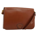 Christian Dior Shoulder Bag Leather Brown Gold Auth hk3117-1