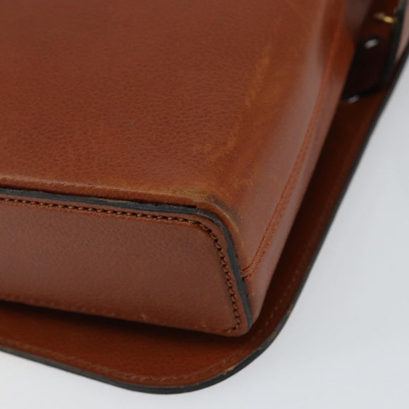 Christian Dior Shoulder Bag Leather Brown Gold Auth hk3117