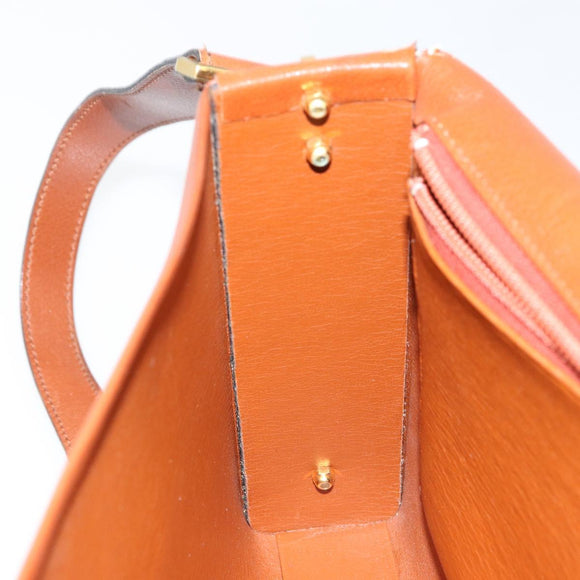 Christian Dior Shoulder Bag Leather Brown Gold Auth hk3117