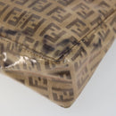 FENDI Zucchino Canvas Hand Bag Enamel Brown Gold Auth hk3118-9