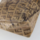 FENDI Zucchino Canvas Hand Bag Enamel Brown Gold Auth hk3118-14