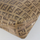 FENDI Zucchino Canvas Hand Bag Enamel Brown Gold Auth hk3118-15
