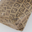 FENDI Zucchino Canvas Hand Bag Enamel Brown Gold Auth hk3118-16