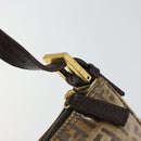 FENDI Zucchino Canvas Hand Bag Enamel Brown Gold Auth hk3118-10