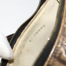 FENDI Zucchino Canvas Hand Bag Enamel Brown Gold Auth hk3118-12