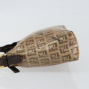 FENDI Zucchino Canvas Hand Bag Enamel Brown Gold Auth hk3118-4